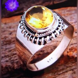 Citrine Stamped 925 Sterling Silver Ring